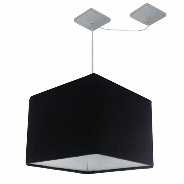 Lustre Pendente Quadrado Com Desvio Preto Mj-4268 Para Mesa D