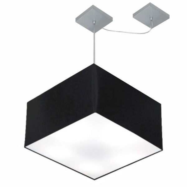 Lustre Pendente Quadrado Com Desvio Preto Mj-4270 Para Mesa D