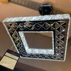 Lustre Pendente Quadrado Cromado Com Cristais Led 72w 40cm 3