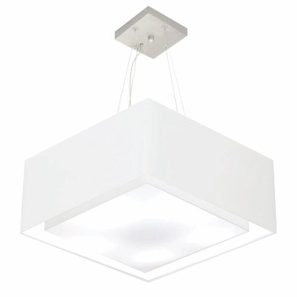 Lustre Pendente Quadrado Duplo Vivare Md-4127 Cúpula Em Tecid