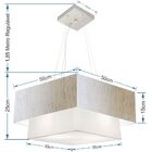 Lustre Pendente Quadrado Linho Bege E Branco Mj-4066 Para Mes