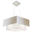 Lustre Pendente Quadrado Linho Bege E Branco Mj-4346 Para Mes