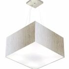 Lustre Pendente Quadrado Linho Bege Mj-4199 Para Mesa De Jant