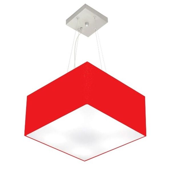 Lustre Pendente Quadrado Md-4005 Cúpula Em Tecido 21/35x35cm