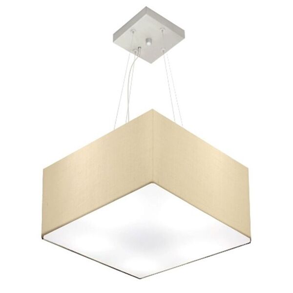 Lustre Pendente Quadrado Md-4005 Cúpula Em Tecido 21/35x35cm