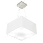 Lustre Pendente Quadrado Md-4005 Cúpula Em Tecido 21/35x35cm