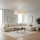 Lustre Pendente Quadrado Md-4006 Cúpula Em Tecido 21/50x50cm