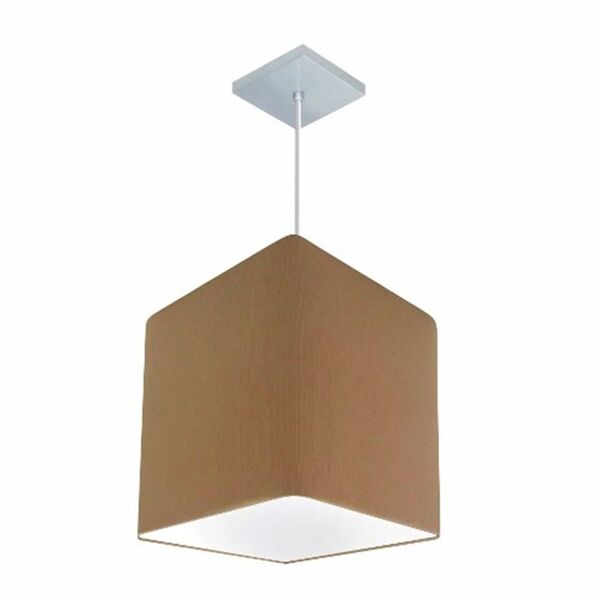 Lustre Pendente Quadrado Md-4051 Cúpula Em Tecido 31/25x25cm