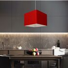 Lustre Pendente Quadrado Md-4058 Cúpula Em Tecido 21/25x25cm