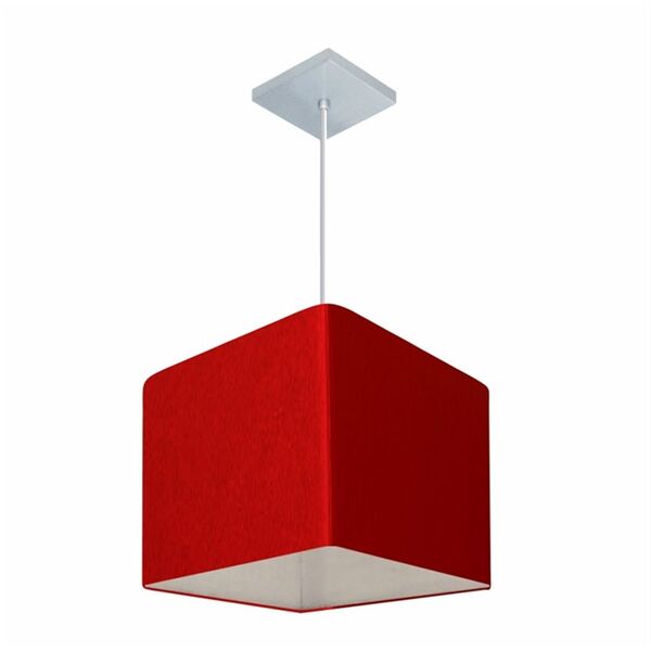 Lustre Pendente Quadrado Md-4058 Cúpula Em Tecido 21/25x25cm