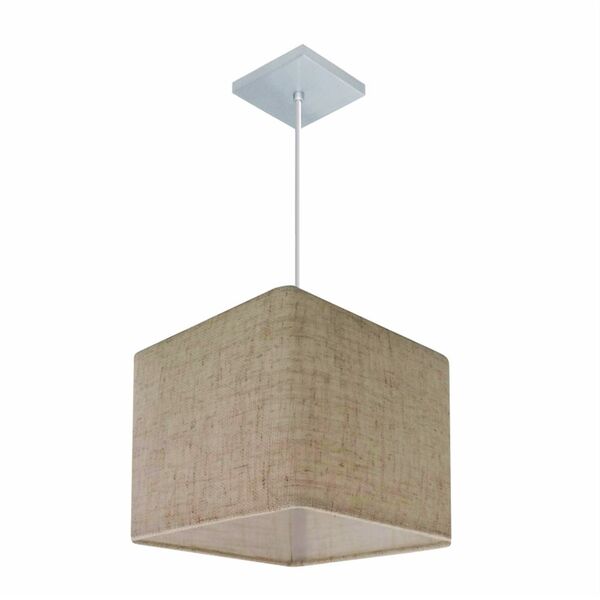 Lustre Pendente Quadrado Md-4058 Cúpula Em Tecido 21/25x25cm