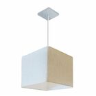 Lustre Pendente Quadrado Md-4058 Cúpula Em Tecido 21/25x25cm