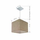 Lustre Pendente Quadrado Md-4059 Cúpula Em Tecido 21/35x35cm