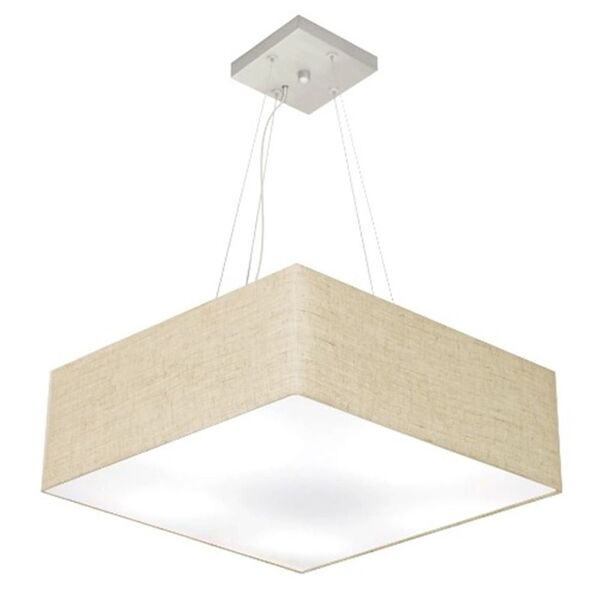 Lustre Pendente Quadrado Md-4137 Cúpula Em Tecido 15/70x70cm