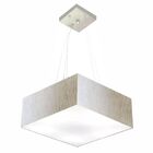 Lustre Pendente Quadrado Md-4194 Cúpula Em Tecido 12/40x40cm