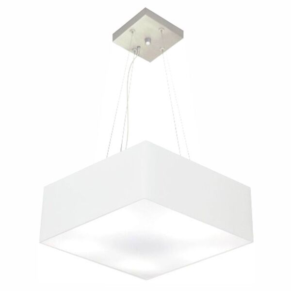 Lustre Pendente Quadrado Md-4194 Cúpula Em Tecido 12/40x40cm