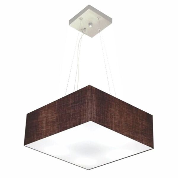 Lustre Pendente Quadrado Md-4194 Cúpula Em Tecido 12/40x40cm