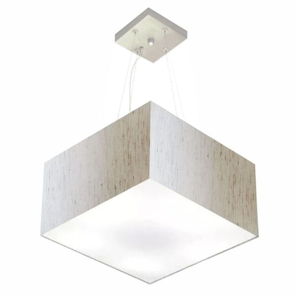 Lustre Pendente Quadrado Md-4195 Cúpula Em Tecido 25/40x40cm