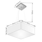 Lustre Pendente Quadrado Md-4196 Cúpula Em Tecido 15/45x45cm