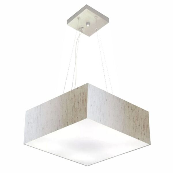 Lustre Pendente Quadrado Md-4196 Cúpula Em Tecido 15/45x45cm