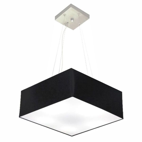 Lustre Pendente Quadrado Md-4196 Cúpula Em Tecido 15/45x45cm