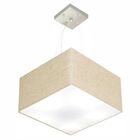Lustre Pendente Quadrado Md-4197 Cúpula Em Tecido 25/45x45cm