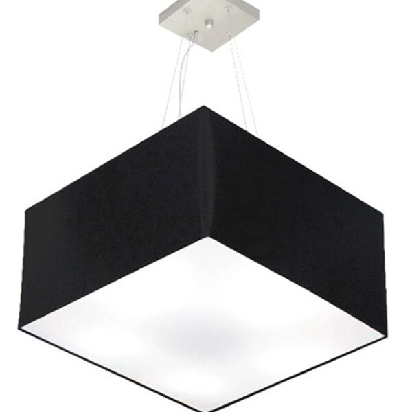 Lustre Pendente Quadrado Md-4199 Cúpula Em Tecido 30/60x60cm
