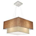 Lustre Pendente Quadrado Palha E Bege Mj-4345 Para Mesa De Ja