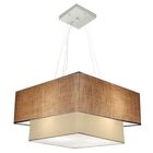 Lustre Pendente Quadrado Palha E Bege Mj-4346 Para Mesa De Ja