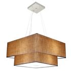 Lustre Pendente Quadrado Palha Mj-4083 Para Mesa De Jantar E