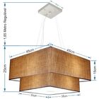 Lustre Pendente Quadrado Palha Mj-4344 Para Mesa De Jantar E