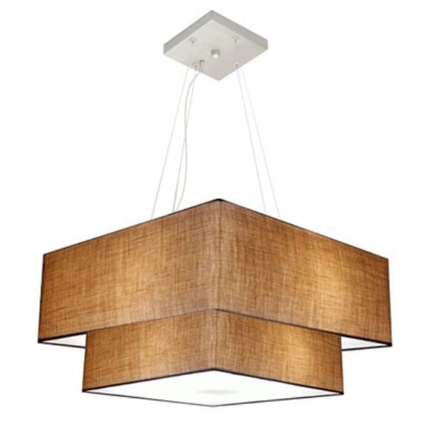 Lustre Pendente Quadrado Palha Mj-4345 Para Mesa De Jantar E