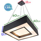 Lustre Pendente Quadrado Preto 60x60cm para 8 lâmpadas E27 St