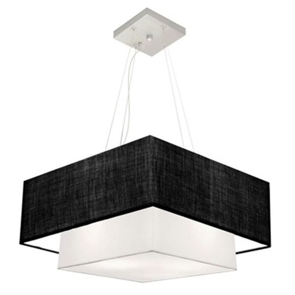 Lustre Pendente Quadrado Preto E Branco Mj-4344 Para Mesa De