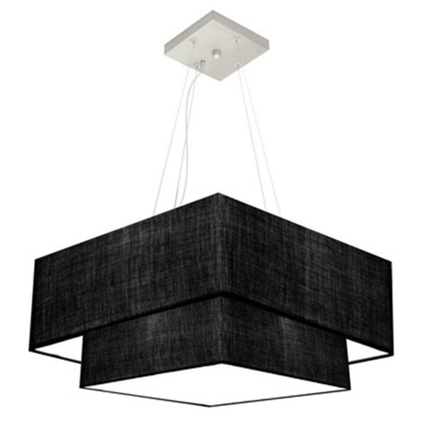 Lustre Pendente Quadrado Preto Mj-4346 Para Mesa De Jantar E