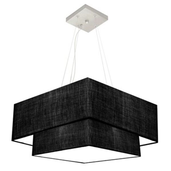 Lustre Pendente Quadrado Preto Mj-4347 Para Mesa De Jantar E