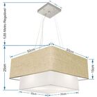 Lustre Pendente Quadrado Rustico Bege E Branco Mj-4066 Para M