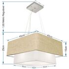 Lustre Pendente Quadrado Rustico Bege E Branco Mj-4344 Para M