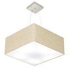 Lustre Pendente Quadrado Rustico Bege Mj-4040 Para Mesa De Ja