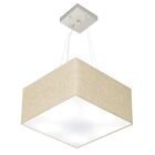 Lustre Pendente Quadrado Rustico Bege Mj-4041 Para Mesa De Ja