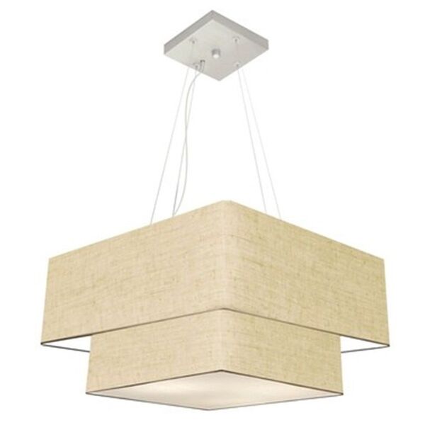 Lustre Pendente Quadrado Rustico Bege Mj-4083 Para Mesa De Ja