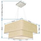 Lustre Pendente Quadrado Rustico Bege Mj-4083 Para Mesa De Ja