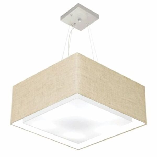 Lustre Pendente Quadrado Rustico Bege Mj-4128 Para Mesa De Ja