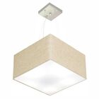 Lustre Pendente Quadrado Rustico Bege Mj-4195 Para Mesa De Ja