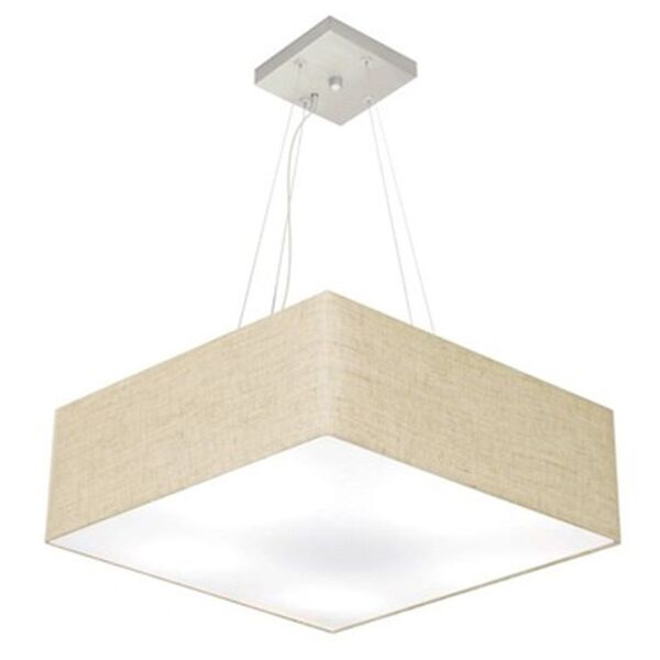 Lustre Pendente Quadrado Rustico Bege Mj-4198 Para Mesa De Ja
