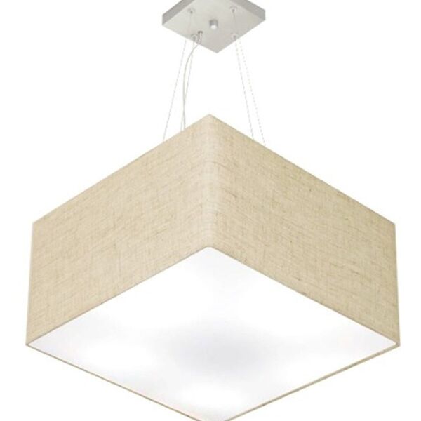 Lustre Pendente Quadrado Rustico Bege Mj-4199 Para Mesa De Ja