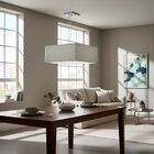 Lustre Pendente Quadrado Vivare Md-4006 Cúpula Em Tecido 21/5