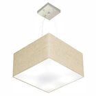 Lustre Pendente Quadrado Vivare Md-4195 Cúpula Em Tecido 25/4