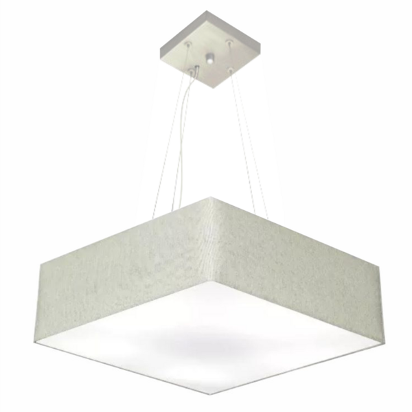 Lustre Pendente Quadrado Vivare Md-4198 Cúpula Em Tecido 15/6