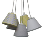 Lustre Pendente Quarto Bebê Mini Chevron Cinza E Amarelo Bivo